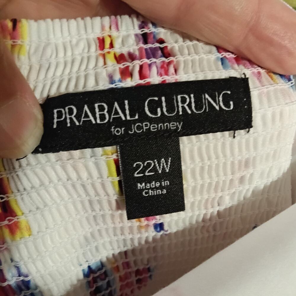White Floral Dress Prabal Gurung Sz. 22W Maxi Tiered Pockets NWT Fairy Cottage - Picture 6 of 8